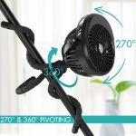 COMLIFE Misting Baby Stroller Fan, 270° & 360° Pivoting Portable Fan, Battery Operated USB Fan, Handheld Misting Fan