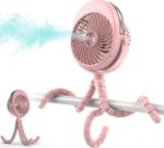 COMLIFE Misting Baby Stroller Fan, 270° & 360° Pivoting Portable Fan, Battery Operated USB Fan, Handheld Misting Fan