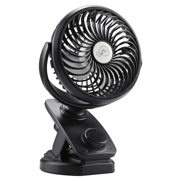 Comlife F170 Clip On Fan - Auto Rotation Personal Fan - 5000 mAh Battery Operated Fan, USB Desk Fan Stepless Speeds Control