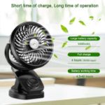 Comlife F170 Clip On Fan - Auto Rotation Personal Fan - 5000 mAh Battery Operated Fan, USB Desk Fan Stepless Speeds Control