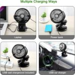 Comlife F170 Clip On Fan - Auto Rotation Personal Fan - 5000 mAh Battery Operated Fan, USB Desk Fan Stepless Speeds Control