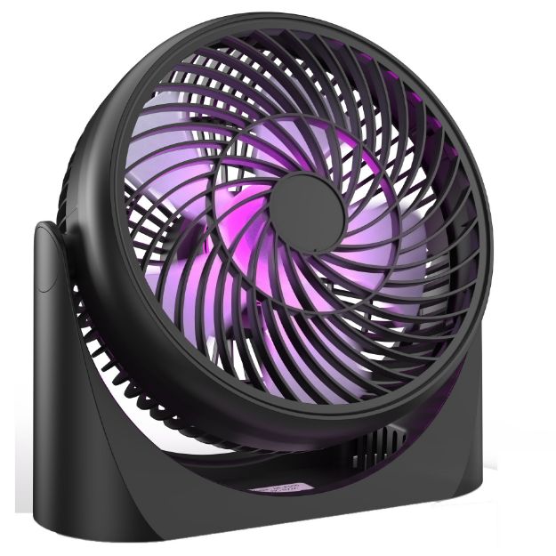 COMLIFE 8” Table Fan with Remote, Portable USB Desk Fan with 3 Powerful Speeds, RGB Light, 360°Rotate, Ultra Quiet for Home Office Bedroom